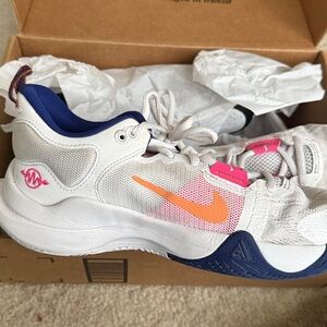 Nike White Sneakers with Orange and Pink Details for basketball or volleyball